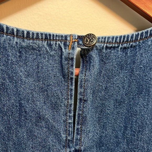 Studio Ease Denim Dress Sleeveless Blue Jean Maxi Ribbon Trim Women’s 16W - Picture 5 of 10